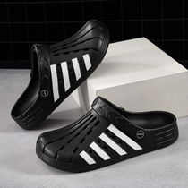 Baotou slippers men wear 2021 new summer non-slip personality Big Head hole shoes soft bottom beach sandals