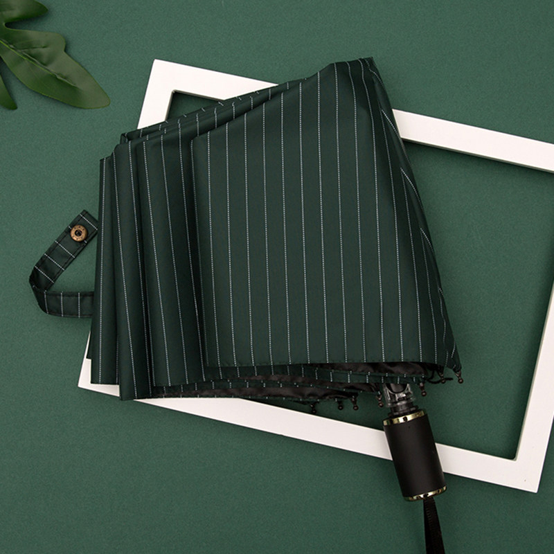 Sun-tie striped umbrella female sunscreen anti-UV full automatic shading umbrella folding and rain dual-use custom-made beach umbrella