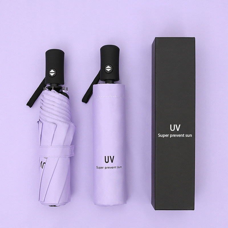 Umbrella female rainy and sunny dual-use automatic male sunscreen anti-UV custom logo advertising three-folding sunshade umbrella