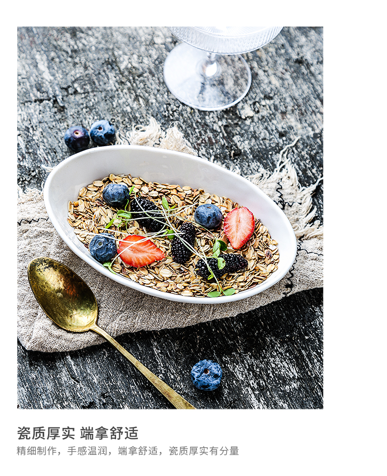 Nordic white ceramic oval for FanPan household cheese plate tableware pan deep cold dishes soup plate characteristics