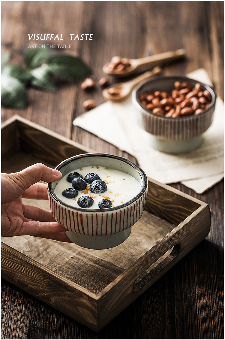 Japanese tall bowl of household ceramic bowl prevent hot thickening ice cream bowl, restoring ancient ways, dip bowl hotel tableware
