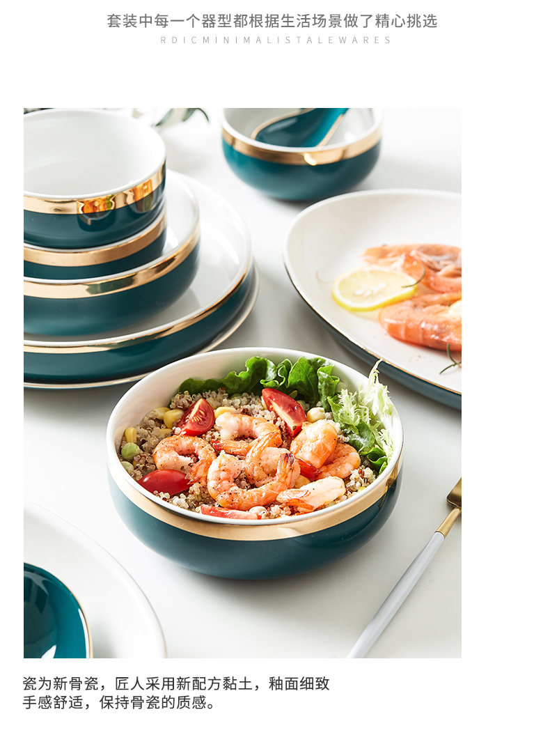 Web celebrity Nordic light dishes key-2 luxury dish bowl set combination of household modern beautiful ceramic dish fish dish