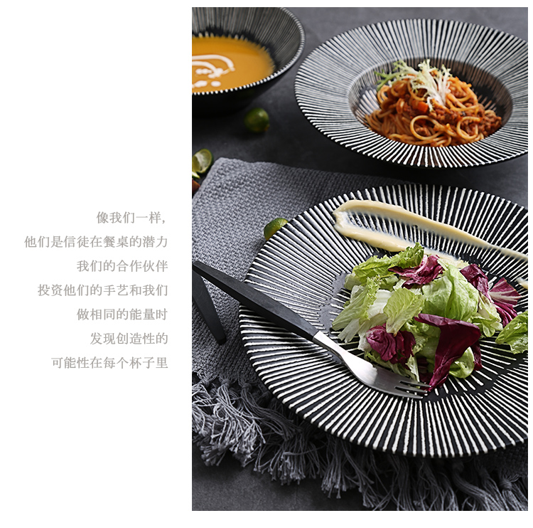 Hotel restaurant club artistic conception, ceramic plate creative food western food steak fusion cuisine dish straw hat plate of pasta dish