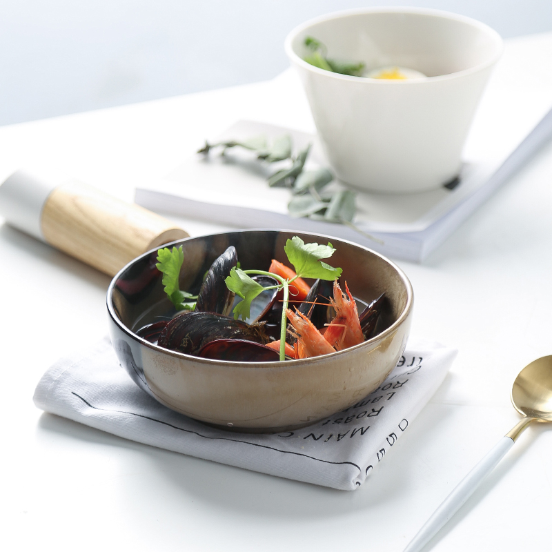 Clearance Nordic ceramic soup bowl to ultimately responds soup bowl household contracted large salad bowl dessert bowl dish dish