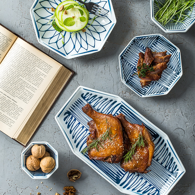 Japanese creative ceramic anise disc steak plate retro irregular snack dish dish with fish dish western - style food tableware