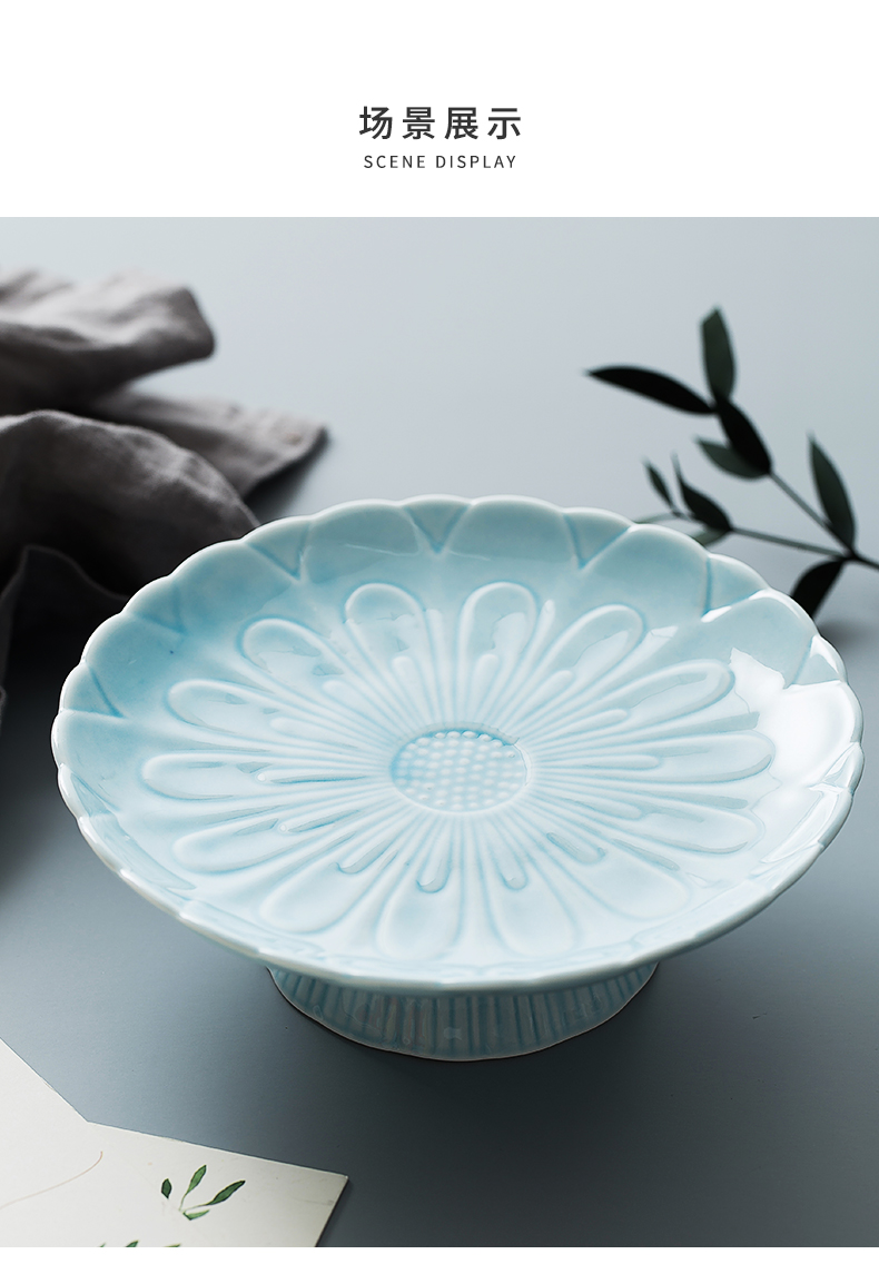 Japanese ceramics compote home sitting room creative high tribute of disc dessert plate all the dried fruit for plate