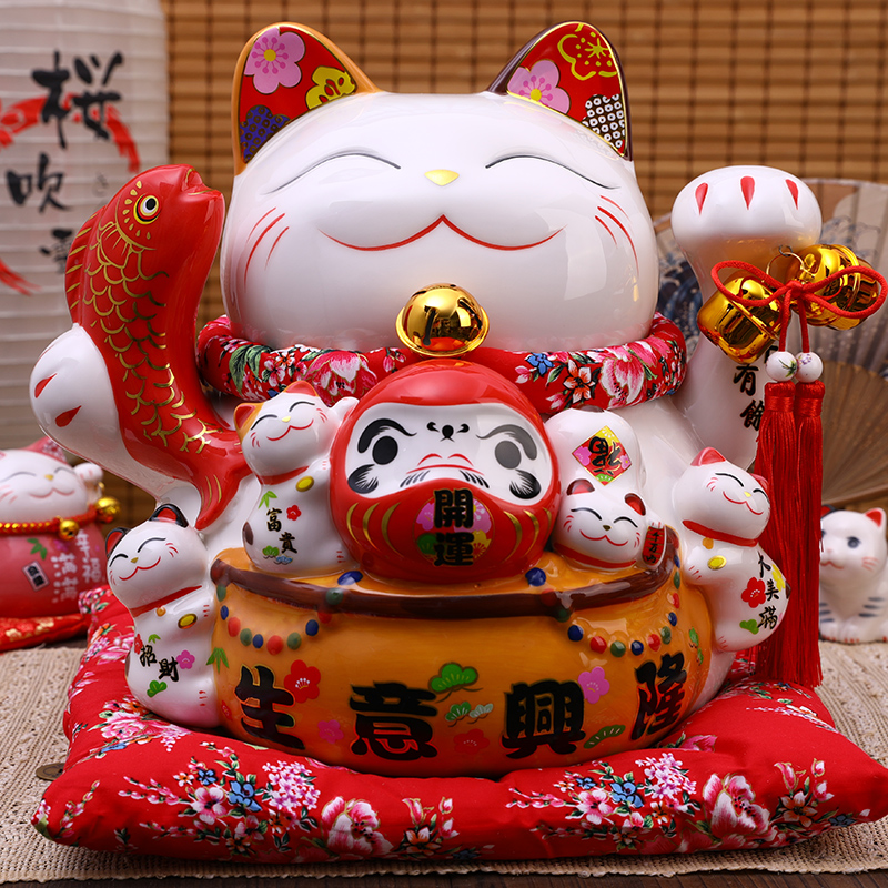 Millennium Cat Game Cat Fitting Store Open Gift 15 inch Business Xinglong Household Accessories Ceramic Savings Can