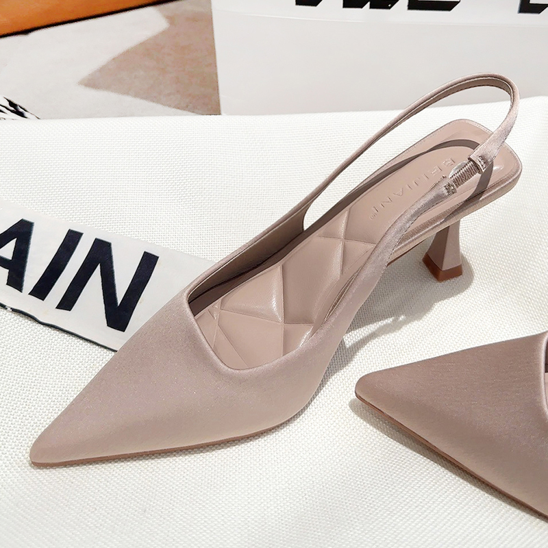 Light Pink High-Heeled Shoes for Women, Stiletto Heels, 2026 New Spring and Summer Closed-Toe Sandals, Elegant and Comfortable, Youthful and Stylish Single Shoes