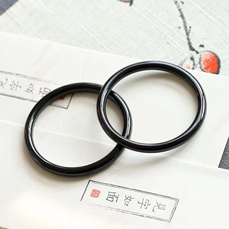 Natural Obsidian Bracelet for Women, Narrow Thin Strip Obsidian Jingle Bracelet, Shiny Black Jade Bracelet, New Style 2 Pieces 12% off Natural Obsidian Bracelet for Women, Narrow Thin Strip Obsidian Jingle Bracelet, Shiny Black Jade Bracelet, New Style 2 Pieces 12% off
