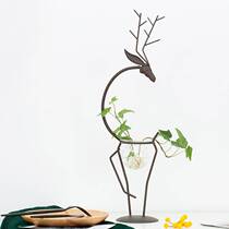 Hydroponic deer plant vase vase decoration creative living room decoration green dill transparent glass bottle flower arrangement