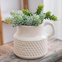 Ice-cracked glaze single-ear ceramic flower pot kettle dry flower flower arrangement succulent flower pot simulation flower fake vase hydroponic container