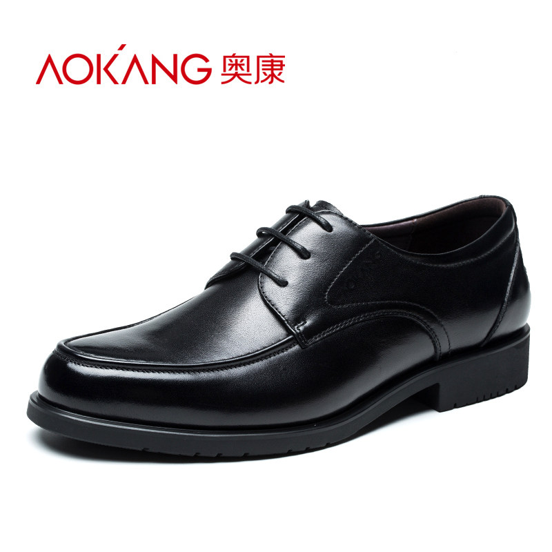Aokang men's shoes new business casual men's formal leather shoes genuine leather lace-up leather shoes breathable soft-soled wedding shoes men
