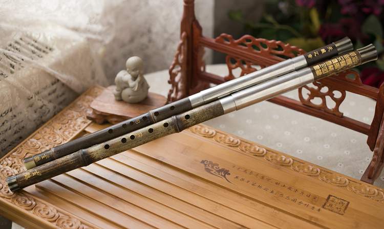 Nhạc cụ Hạc đen Loại biểu diễn chuyên nghiệp Cây trúc tím Ống đôi nằm ngang Bầu sậy dày / - Nhạc cụ dân tộc