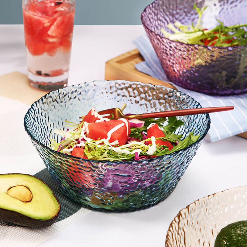 Japanese Hammer Bowl Creative Crystal Glass Bowl Phnom Penh Transparent Fruit Salad Bowl Modern Home Cute Dessert Bowl