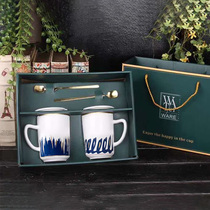 Nordic Cup couple mug gift box Cup ceramic cup with lid household coffee cup with spoon creative gift
