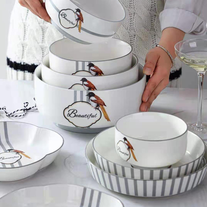 Bowl Dish Suit Home Bowl tray Bowl Chopsticks Combined Ceramic Eating Bowls Creative Chinese Light Extravaganza to accommodate new cutlery