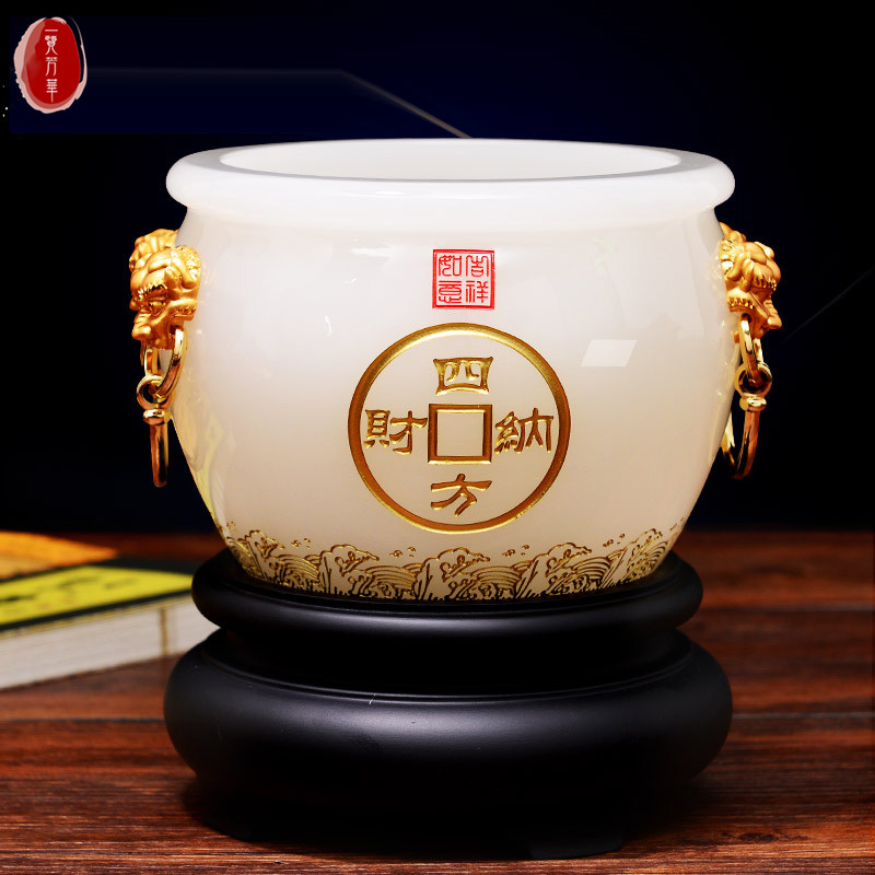 LO GULEYA NEW CHINESE POLYPPOT Fung Feng Shui white jade glazed Xuanguan Living room Wine Cabinet Decorations Hem