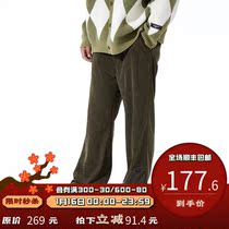 PSO Brand corduroy overalls mens loose Tide Brand straight tube trousers drawstring can tie the foot Tide Brand casual pants