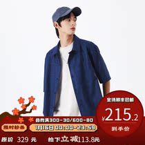 PSO Brand plaid shirt mens short sleeve loose harbor style Japanese shirt coat trend handsome couple top