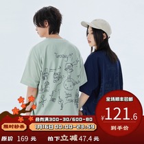 PSO Brand hand painted graffiti printing Tide Brand short sleeve T-shirt men 2021 new couple summer wear half sleeve