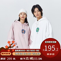 PSO BrandRAINBOW Rainbow Series small flower plus velvet hooded sweater men and women couples tide card hoodie