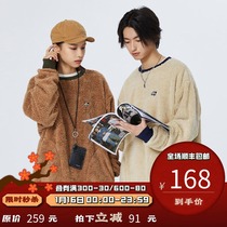 PSO Brand Contrast round neck fleece sweater men loose 2020 new winter plush top Couple