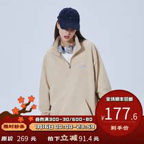 PSO Brand rubber badge LOGO semi-zipper stand collar towel bottom sweater mens Tide Brand spring and autumn couple tops