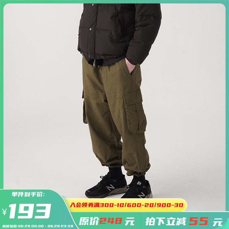 PSO BrandArmy Green Multi-Pocket Work Pants Male Tide Cards Black Casual Long Pants 90% Sports Bouquet Pants
