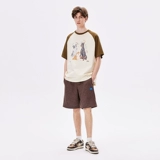 PSO Brand Мужская и женская одежда, 32 шт., 230 г, двойная пряжа, чесаная вязка, милые щенки, контрастный цвет, рукава реглан, короткие рукава