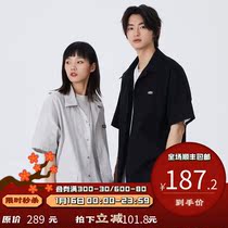 PSO Brand2021 new Cuban collar shirt men summer short sleeve shirt Tide brand couple casual coat