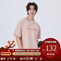 PSO Brand full name printed LOGO Tide Brand short sleeve T-shirt men loose cotton loose top couple clothes