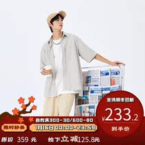 PSO Brand bubble texture stripe short sleeve shirt men summer 2021 New Tide Brand casual Joker shirt