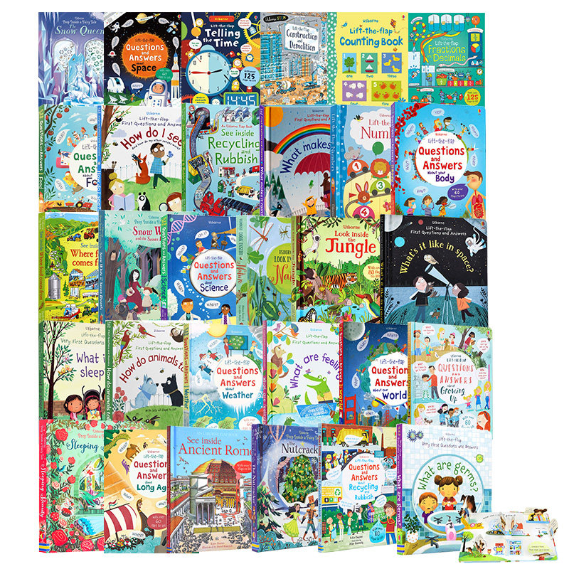 Usborne Коллекция детских картонных книжек Usborne Flip Learning из серии "Открой клапан", самые первые вопросы и ответы, книжка-перевертыш "Просвещение", книжка с картинками на английском языке, оригинальная и новая Изображение 1