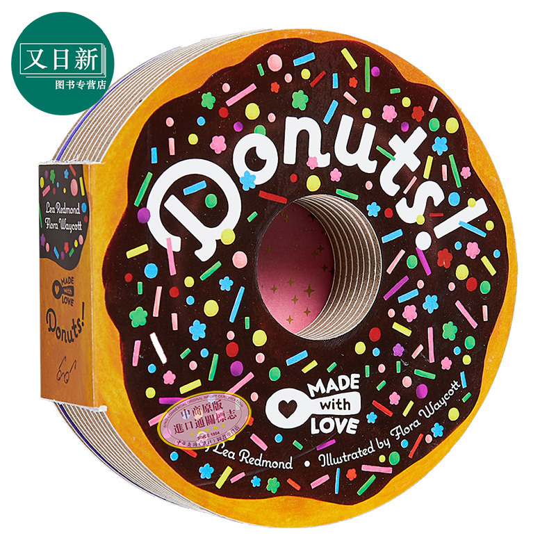 Made with Love Donuts Shaped Book Heart-Shaped Donuts Picture Book for Young Children Board Book Educational Enlightenment English Original Version Imported Children's Book