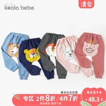 Corra nose baby pants male and female baby boy pure cotton long pants out for casual pants cartoon Harun pants tide