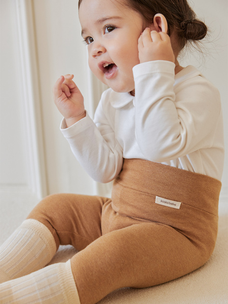 Koala Nose [Pure Color Soft Mist·High Waist Belly Protection Pants] Unisex Baby All-Season Pure Cotton Multi-Color Soft Leggings — 5