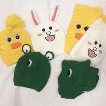 Chao Ma Feifei cartoon scarf wool hat children padded warm ear protection head knit hat scarf two-piece set