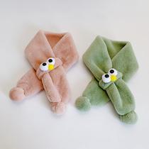 Baby plush scarf winter girls cute Joker imitation rabbit fur warm cross children's scarf male child collar