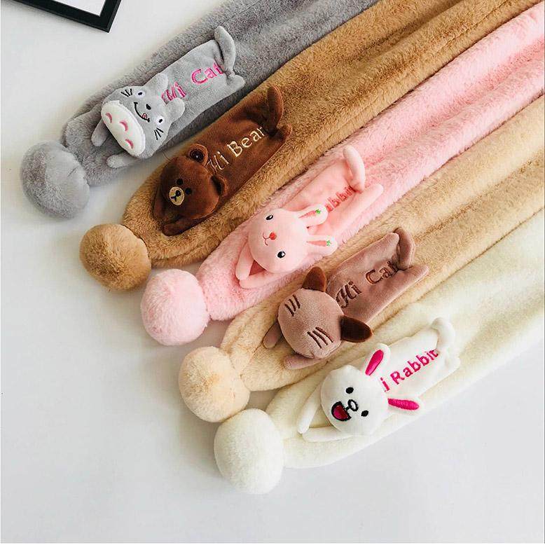 Children's cartoon scarf female winter cute warm neck sleeve plush thickening baby winter Korean version of the scarf for boys and girls