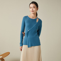 GGDZY autumn clothing 2021 new womens fake two design senses cashew wool jersey