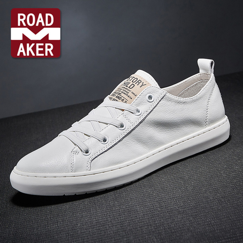 Rodmeco summer new leather small white shoes men's casual men's shoes leather wild trend men's breathable skateboard shoes