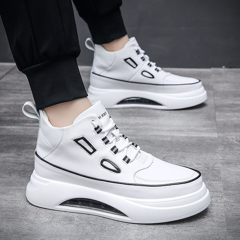 High Cylinder Shoes Sports Casual Thick Bottom Small White Shoes Air Cushion Trend Shoes Korean version 100 lapped heightening white board shoes men's shoes