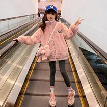 Childrens clothing in autumn and winter dress 2022 Han Lamb Fluff thickness coat for large children in winter gas sweater