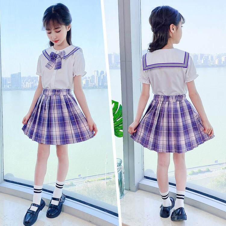 Girls JK Uniform Dress Set 8 College Feng9 Summer School of middle school children spring skirt school dress 12 years old