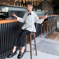 Girls Kit 2022 New Spring Gas Shirt Childrens 12 net red childhood in spring and autumn casual two - piece sets