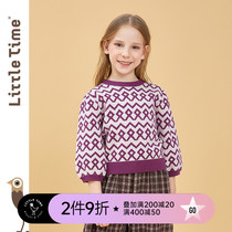 littletime childrens clothing girls wavy knitwear 2021 Spring and Autumn new seven-point sleeve childrens coat