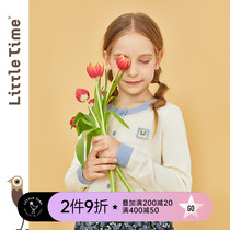 littletime childrens wear blue and white sweater 2021 spring new Morandi color thin coat air-conditioned shirt