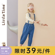 littletime children dress girl two wearing back band pants 2022 spring autumn style soft full cotton blue jeans long pants