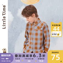 littletime boy plaid shirt 2022 spring new cute and comfortable imitation cotton children spring and autumn lining clothes