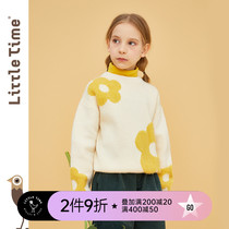 littletime childrens clothing plush flower sweater 2021 spring new fresh sunshine tender yellow flower top
